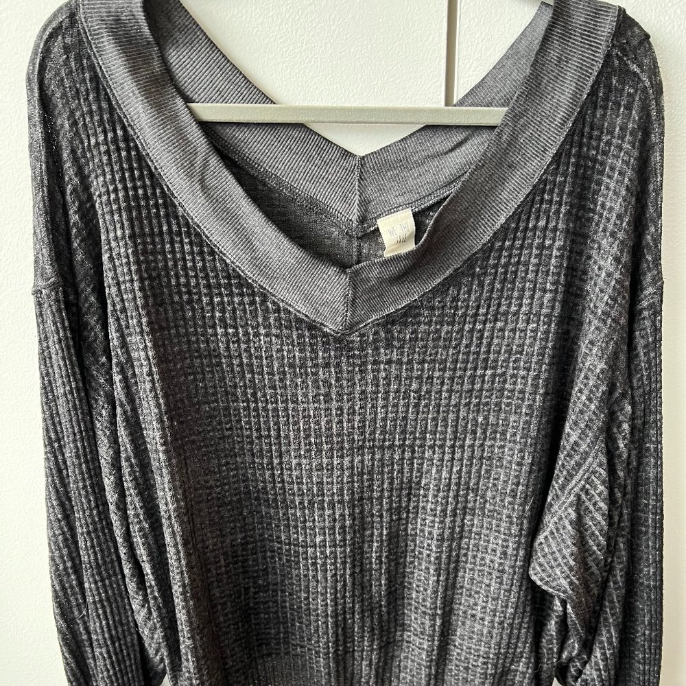 Free People Oversize Thermal Top Gray